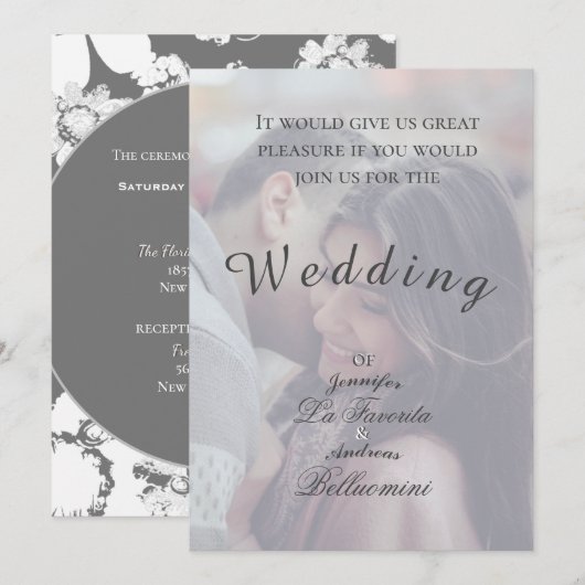 Eenvoudige Winter Bloemen Huwelijk & Foto Uitnodig Kaart (Voorkant / Achterkant)