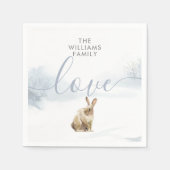 Eenvoudige winter bos scène haas kerstmis servet (Voorkant)