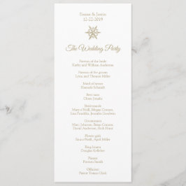 Eenvoudige Winter Bruiloft Gouden Sneeuwvlok Kerst Programmakaart