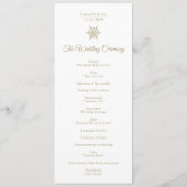 Eenvoudige Winter Bruiloft Gouden Sneeuwvlok Kerst Programmakaart (Achterkant)