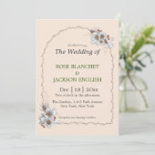 Eenvoudige winter bruiloft witte bloemen kaart (Staand voorkant)