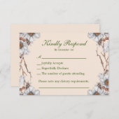 Eenvoudige winter bruiloft witte bloemen RSVP kaartje (Voorkant / Achterkant)