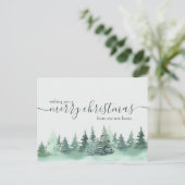 Eenvoudige Winter Forest vakantie bewegende aankon Briefkaart (Staand voorkant)