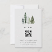 Eenvoudige Winter Forest Wedding QR Code RSVP Kaar (Voorkant)