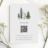 Eenvoudige Winter Forest Wedding QR Code RSVP Kaar