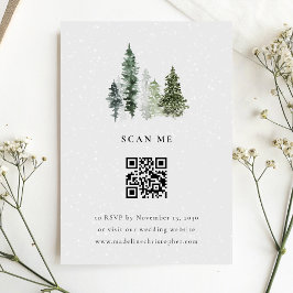 Eenvoudige Winter Forest Wedding QR Code RSVP Kaar Kaartje