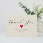 Eenvoudige winter hart bruiloft dank u bedankkaart (Staand voorkant)