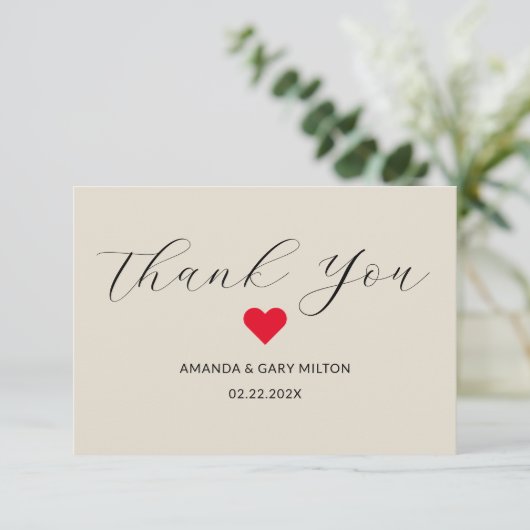 Eenvoudige winter hart bruiloft dank u bedankkaart (Staand voorkant)