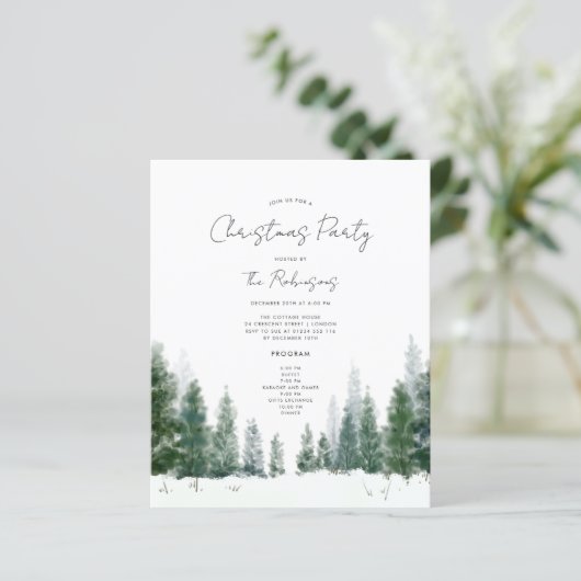 Eenvoudige Winter Kerstfeest Uitnodigen Programma  (Staand voorkant)