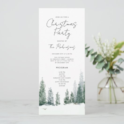 Eenvoudige Winter Kerstfeest Uitnodigen Programma (Staand voorkant)