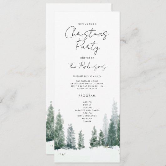 Eenvoudige Winter Kerstfeest Uitnodigen Programma (Voorkant / Achterkant)