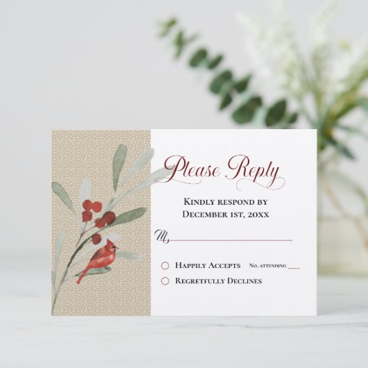 Eenvoudige winter met antwoord op het kardinale hu (Staand voorkant)