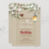 Eenvoudige winter met lantaarn en groen Huwelijk Aankondiging (Voorkant / Achterkant)