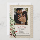 Eenvoudige winter met Verloving-fotobruiloft Save The Date (Achterkant)