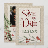 Eenvoudige winter met Verloving-fotobruiloft Save The Date (Voorkant / Achterkant)
