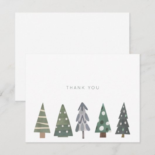 Eenvoudige winter Nordic Christmas Trees Dank u Bedankkaart (Voorkant / Achterkant)