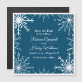 Eenvoudige winter sneeuwvlokken opslaan de datum b magnetische uitnodiging (Voorkant / Achterkant)