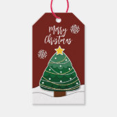 Eenvoudige winter Snowflakes Kerstfeestdag rood Cadeaulabel (Voorkant)