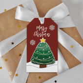 Eenvoudige winter Snowflakes Kerstfeestdag rood Cadeaulabel