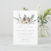 Eenvoudige Winter Tuin Woodland Bloemen bruiloft Kaart (Staand voorkant)