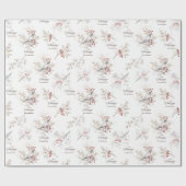 Eenvoudige Winter Vogels Rode Bessen Kerstmis Cadeaupapier (Vlak)