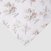 Eenvoudige Winter Vogels Rode Bessen Kerstmis Tissuepapier (Detail)