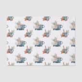 Eenvoudige winterblauwe esthetische Waterverf Kers Tissuepapier (Voorkant)