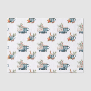 Eenvoudige winterblauwe esthetische Waterverf Kers Tissuepapier