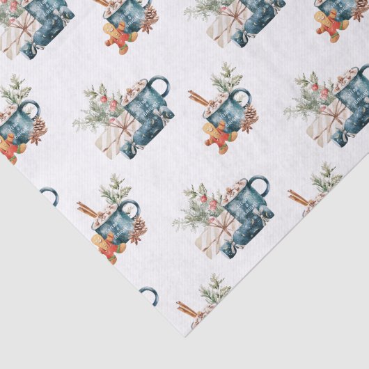 Eenvoudige winterblauwe esthetische Waterverf Kers Tissuepapier (Detail)