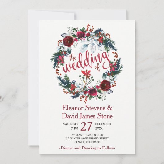 Eenvoudige winterbruine bruidebruine bruiloft kaart (Voorkant)