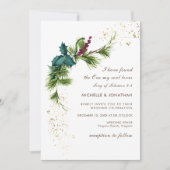Eenvoudige wintergroen Modern Christelijk bruiloft Kaart (Voorkant)