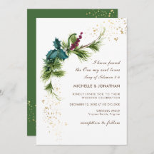 Eenvoudige wintergroen Modern Christelijk bruiloft