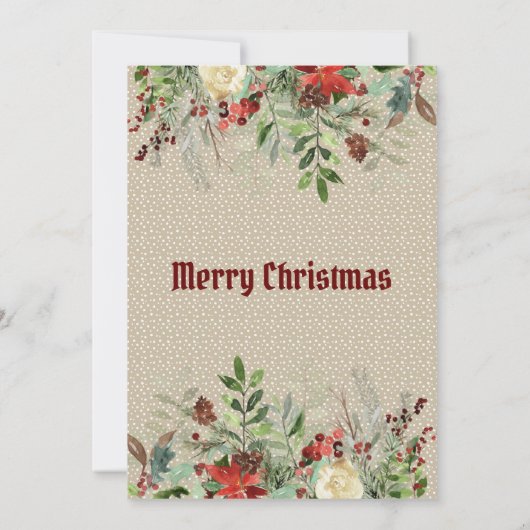 Eenvoudige winterhuwelijk met Kerstgroen Aankondiging (Achterkant)