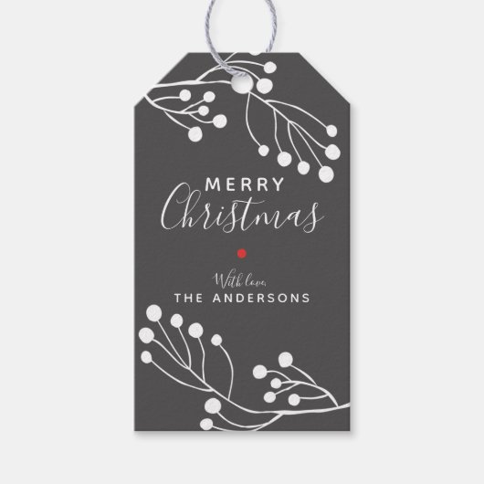 Eenvoudige winterkerst cadeaulabel (Voorkant)