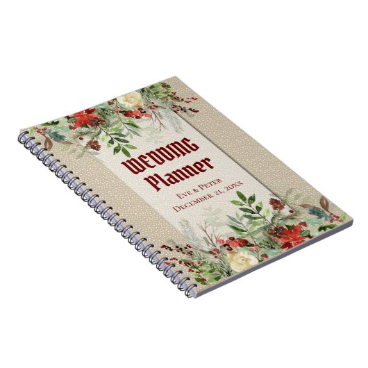Eenvoudige winterkerstgrensWedding Planner Notitieboek (Rechterzijde)