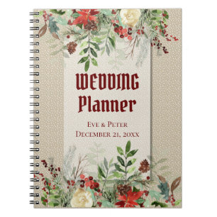 Eenvoudige winterkerstgrensWedding Planner Notitieboek