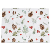 Eenvoudige winterpine Berry Waterverf Kerstmis Groot Cadeauzakje (Voorkant)