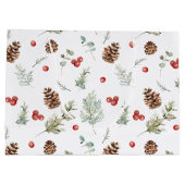 Eenvoudige winterpine Berry Waterverf Kerstmis Groot Cadeauzakje (Achterkant)