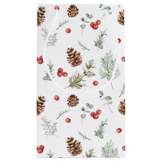 Eenvoudige winterpine Berry Waterverf Kerstmis Klein Cadeauzakje (Achterkant)