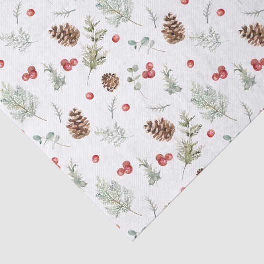 Eenvoudige winterpine Berry Waterverf Kerstmis Tissuepapier (Detail)