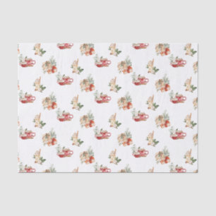 Eenvoudige winterrode esthetische Waterverf Kerstm Tissuepapier