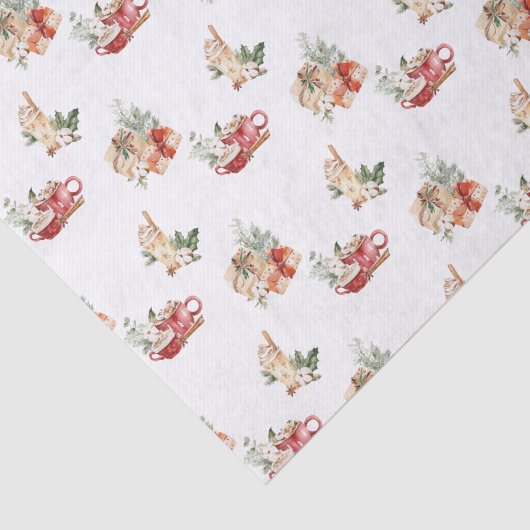 Eenvoudige winterrode esthetische Waterverf Kerstm Tissuepapier (Detail)