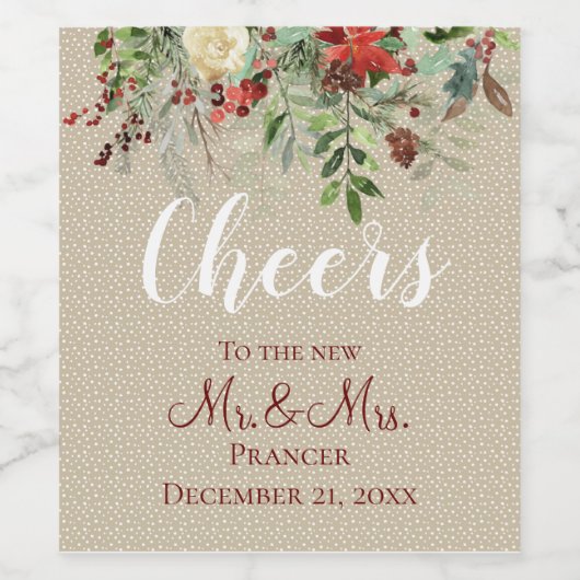 Eenvoudige Winters |Cheers | De heer & mevrouw | K Wijn Etiket (Enkel label)