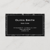 Eenvoudige Wiskunde Tutor Teacher Formula Pattern Visitekaartje (Achterkant)