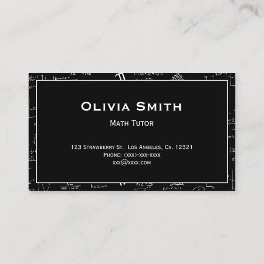 Eenvoudige Wiskunde Tutor Teacher Formula Pattern Visitekaartje (Achterkant)