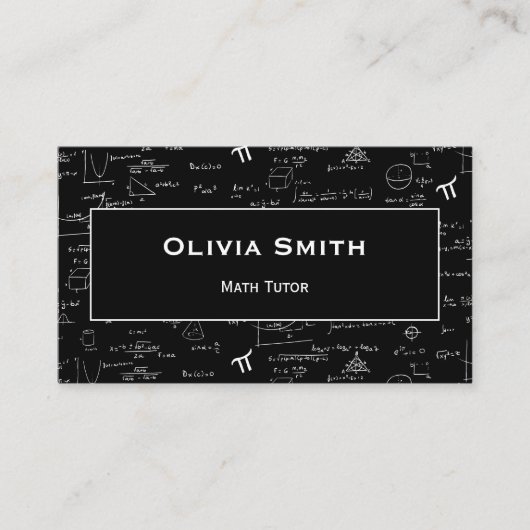 Eenvoudige Wiskunde Tutor Teacher Formula Pattern Visitekaartje (Voorkant)