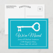 Eenvoudige Wit Blauw Minimale Sleutel Verhuisaanko Aankondigingskaart (Voorkant / Achterkant)