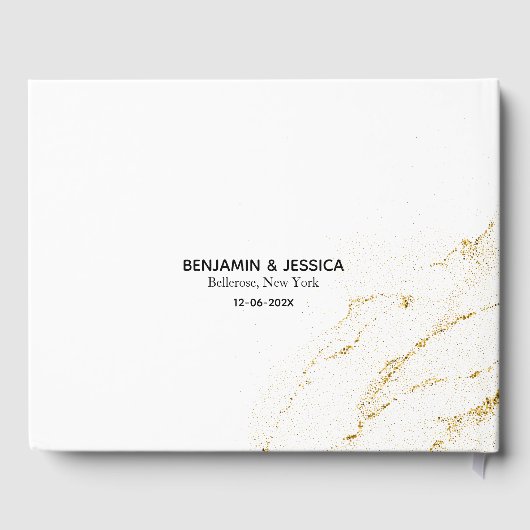 Eenvoudige wit en goud minimalistische bruiloft gastenboek (Achterkant)