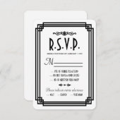 Eenvoudige Wit en Zwart Art Deco Bruiloft RSVP Kaa (Voorkant / Achterkant)