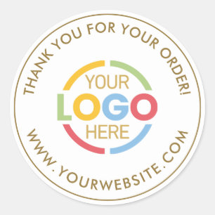 Eenvoudige Wit Goud Custom Business Logo Promotion Ronde Sticker